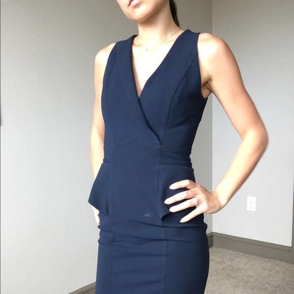 Blue peplum dress size 0 Cue (small burn) - Picture 2 of 7